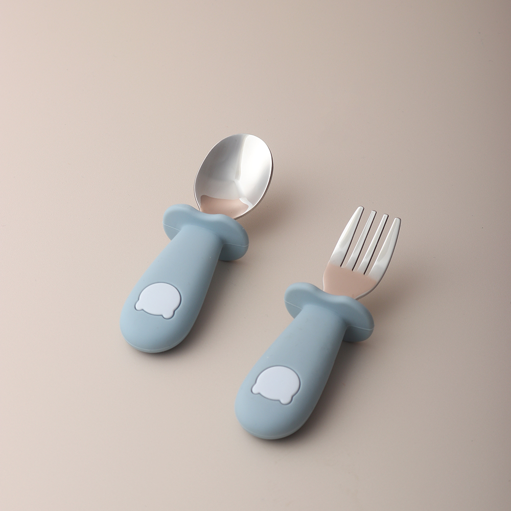 Baby Food Lunch - Colher e Garfo de Silicone em