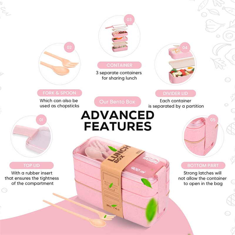 Portátil Trigo Palha Bento Box - Snack Container Travel avaliação e preço