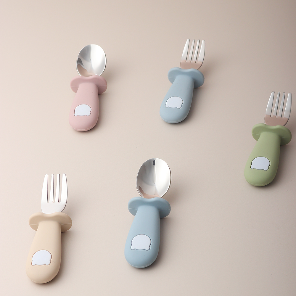Colher e Garfo de Silicone em  - Baby Food Lunch avaliação e preço